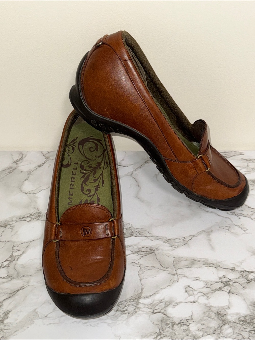 Merrell Brown Leather Slip-On Loafers